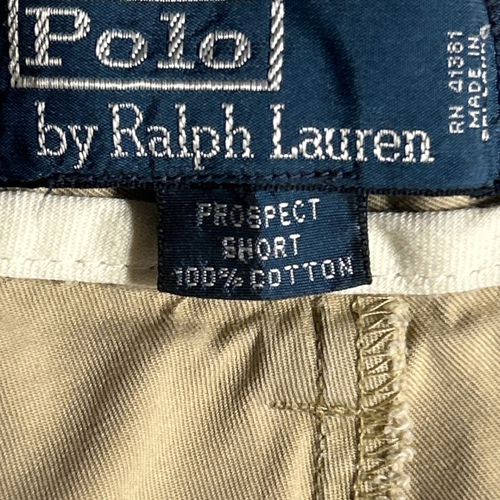Polo Ralph Lauren Cotton Twill Chino Flat Front Prospect Shorts Khaki Tan Sz 38 - Picture 6 of 8